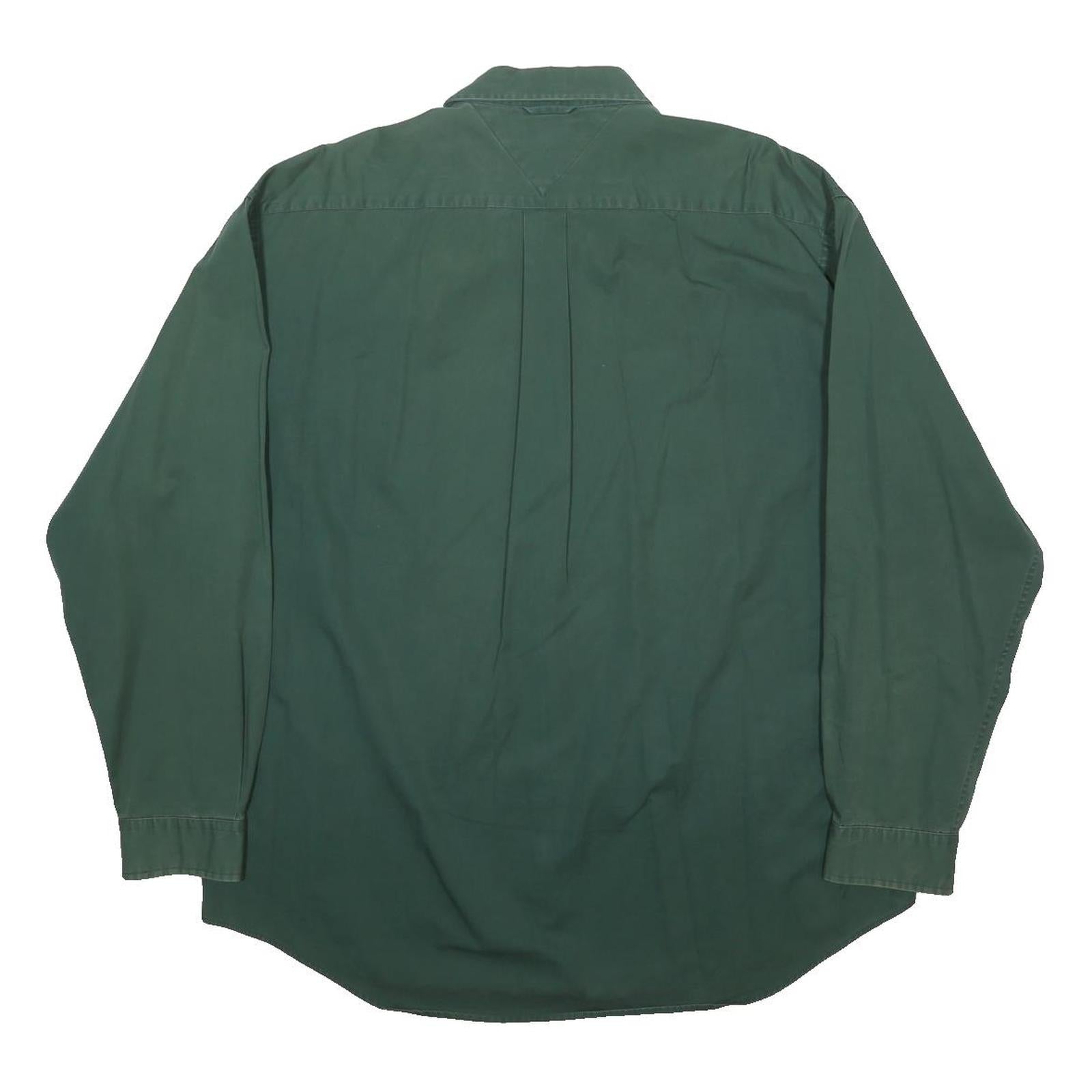 TOMMY HILFIGER Mens Green Cotton Shirt XL Casual Classic Button Up