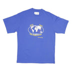 NIKE Mens Blue Graphic T-Shirt M Short Sleeve Crew Neck World Map Print