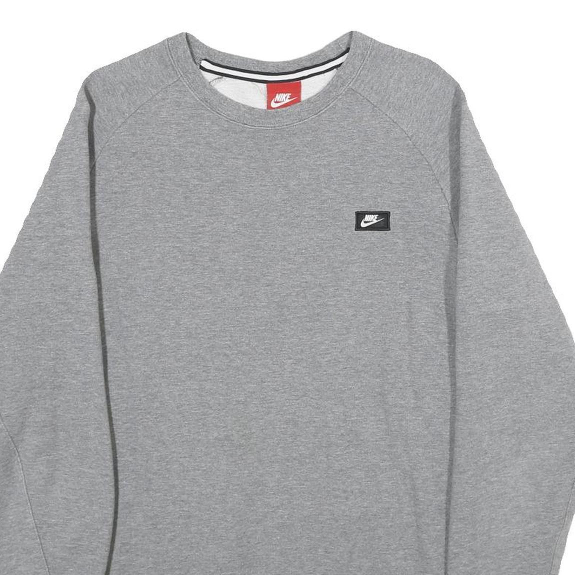 NIKE Mens Grey Crew Neck M Casual Cotton Blend Sweatshirt Pullover