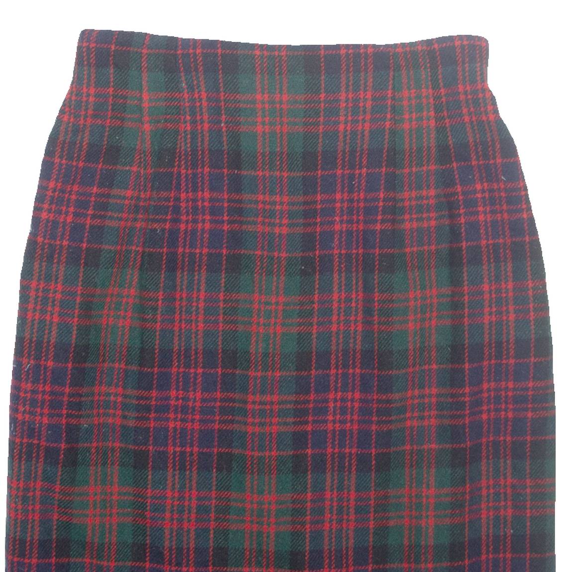NORTON MCNAUGHTON Womens Pencil Skirt Green Midi Wool Check UK 10