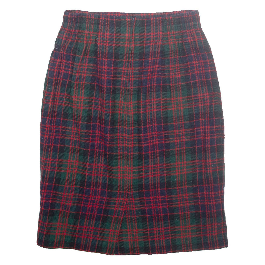 NORTON MCNAUGHTON Womens Pencil Skirt Green Midi Wool Check UK 10