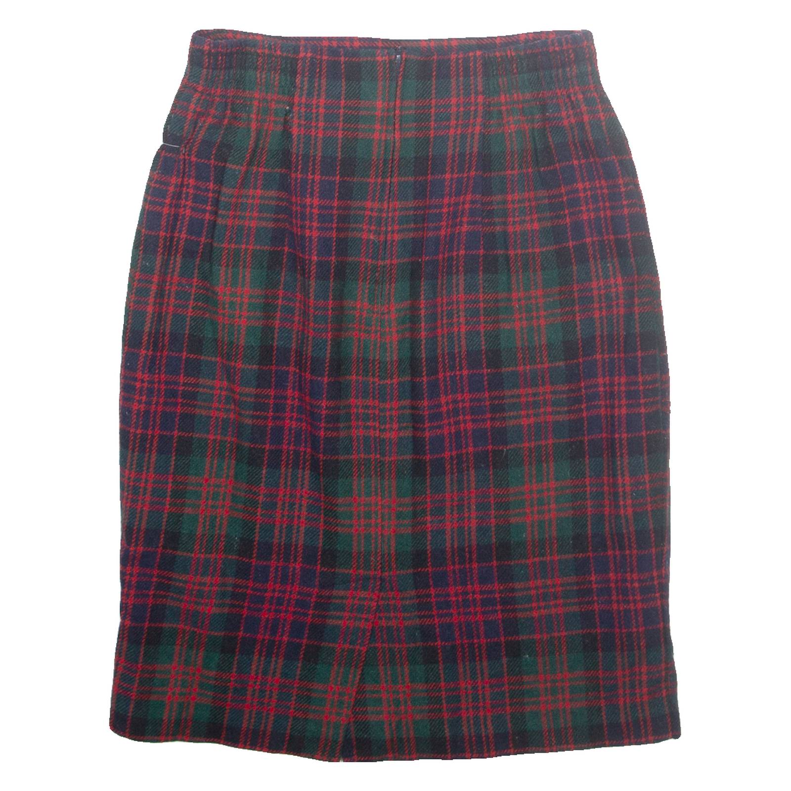 NORTON MCNAUGHTON Womens Pencil Skirt Green Midi Wool Check UK 10