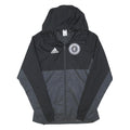 ADIDAS Mens Black & Grey Eugene Timbers Windbreaker Jacket M Nylon Zip Hooded