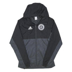 ADIDAS Mens Black & Grey Eugene Timbers Windbreaker Jacket M Nylon Zip Hooded