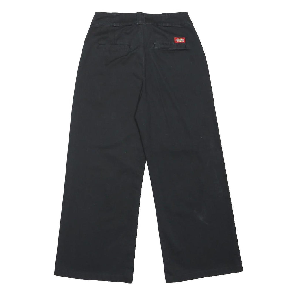 DICKIES Womens Black Cotton Blend Loose Straight Trousers W26 L26 Workwear Zip