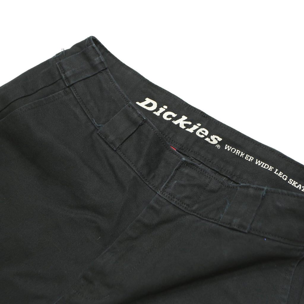 DICKIES Womens Black Cotton Blend Loose Straight Trousers W26 L26 Workwear Zip