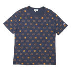 CHAMPION Mens Blue & Orange Graphic T-Shirt M Short Sleeve Crew Neck Branded