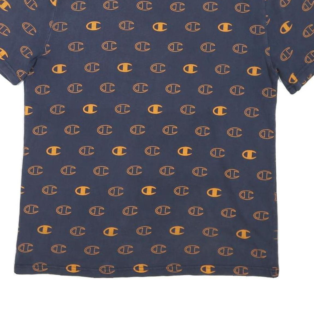 CHAMPION Mens Blue & Orange Graphic T-Shirt M Short Sleeve Crew Neck Branded