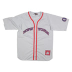 EXCO Mens White & Red New York Baseball Style L Short Sleeve Button Neck Jersey
