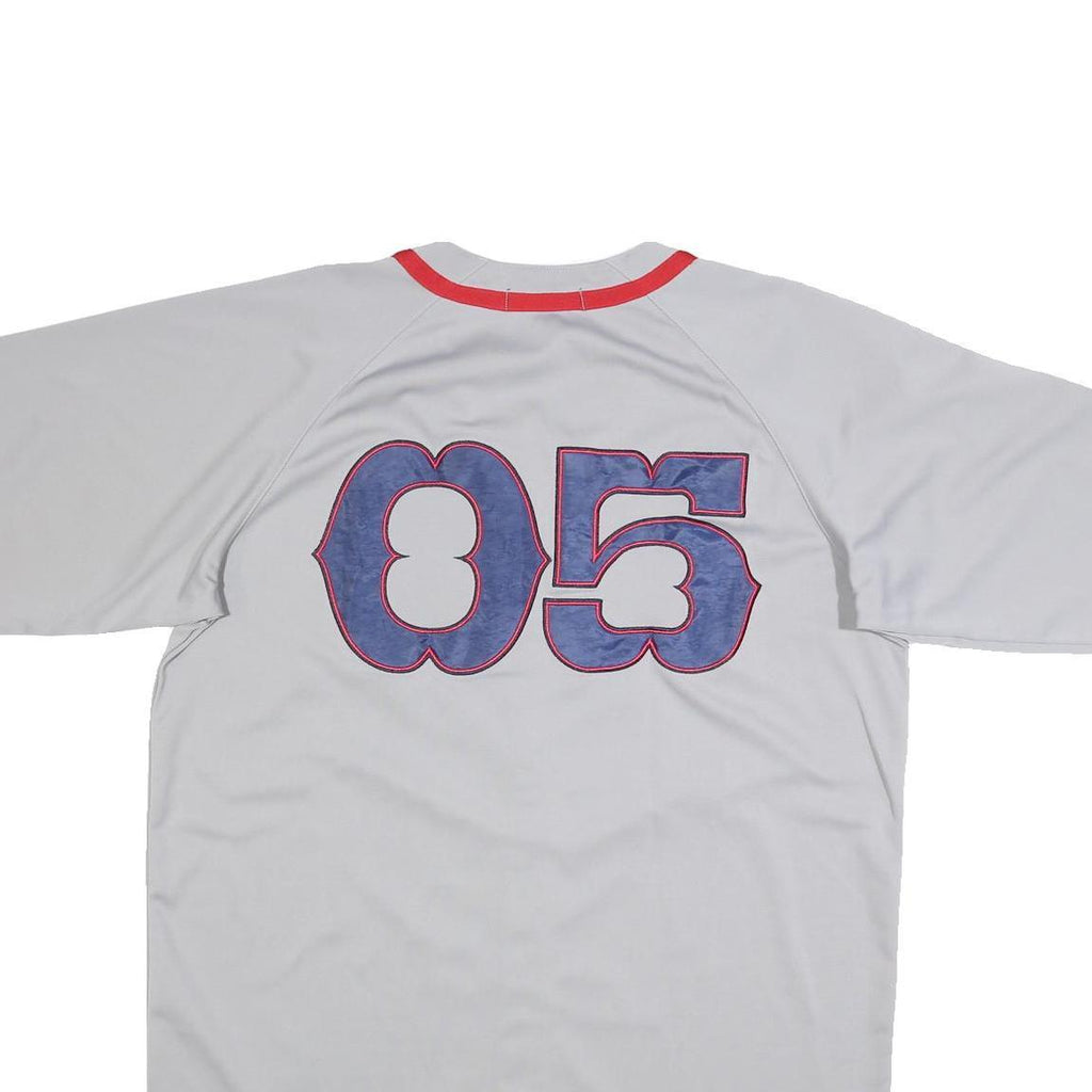 EXCO Mens White & Red New York Baseball Style L Short Sleeve Button Neck Jersey