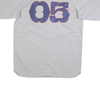 EXCO Mens White & Red New York Baseball Style L Short Sleeve Button Neck Jersey