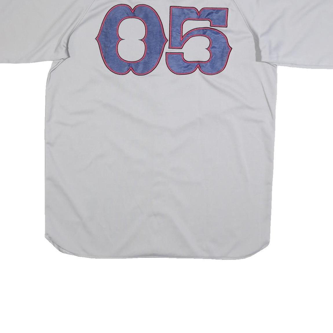 EXCO Mens White & Red New York Baseball Style L Short Sleeve Button Neck Jersey