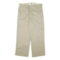 DICKIES Mens Cotton Blend Beige Loose Fit Straight Trousers W36 L30 Workwear