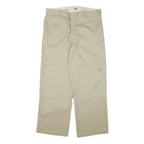 DICKIES Mens Cotton Blend Beige Loose Fit Straight Trousers W36 L30 Workwear
