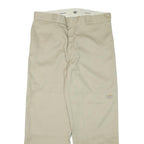 DICKIES Mens Cotton Blend Beige Loose Fit Straight Trousers W36 L30 Workwear