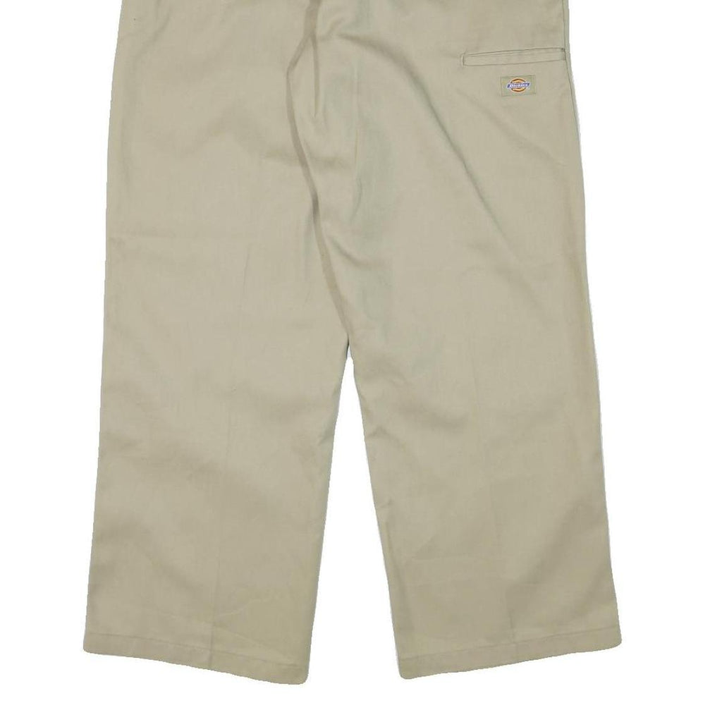 DICKIES Mens Cotton Blend Beige Loose Fit Straight Trousers W36 L30 Workwear