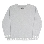 DKNY Womens Grey Cotton Blend Crew Neck Sweatshirt M Logo Print Casual