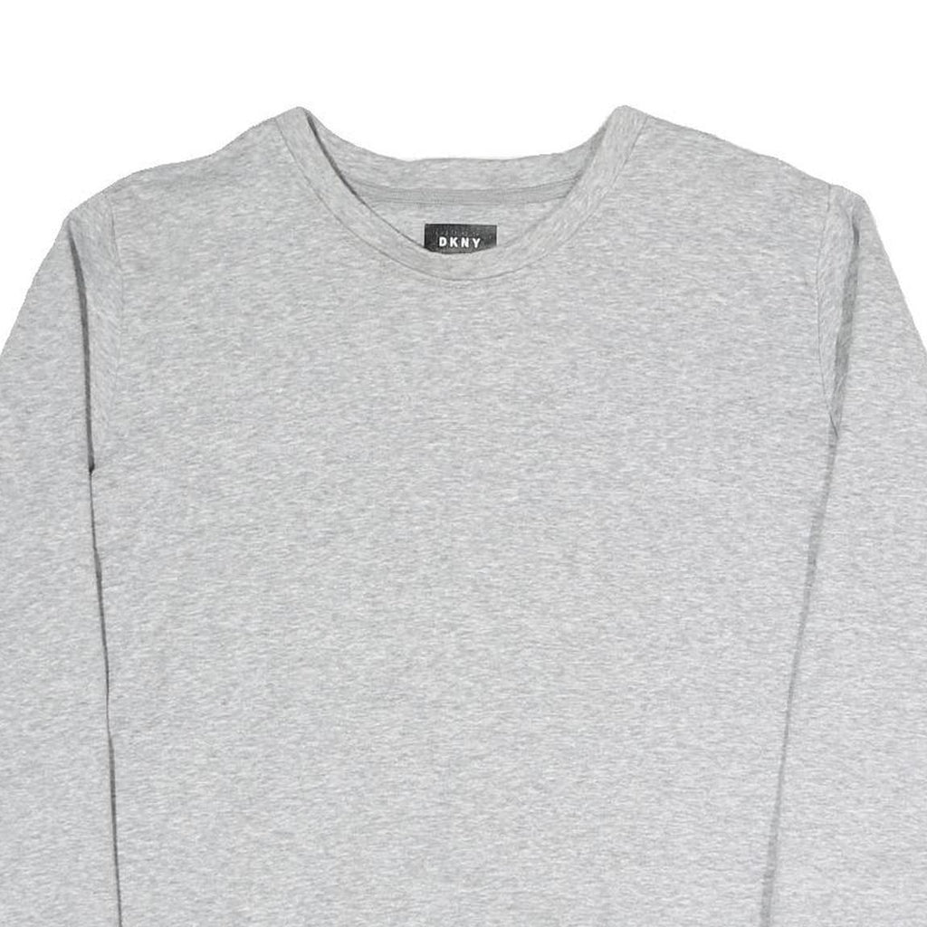 DKNY Womens Grey Cotton Blend Crew Neck Sweatshirt M Logo Print Casual