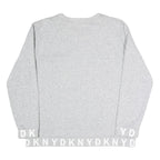 DKNY Womens Grey Cotton Blend Crew Neck Sweatshirt M Logo Print Casual