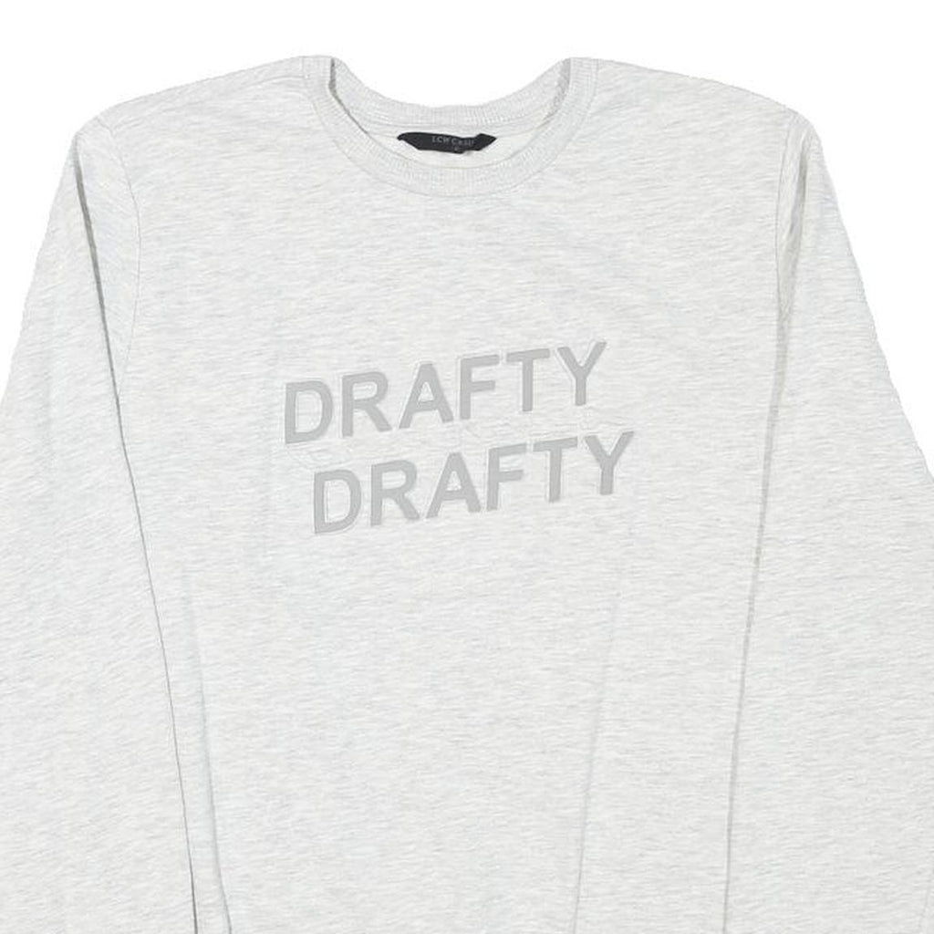 LCW CASUAL Mens Light Grey Sweatshirt S Crew Neck Cotton Blend Casual Pullover
