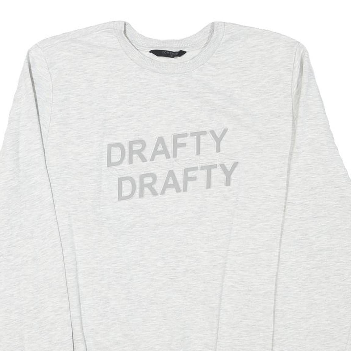 LCW CASUAL Mens Light Grey Sweatshirt S Crew Neck Cotton Blend Casual Pullover