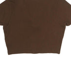 ACDC Womens Brown Cropped Polo Short Sleeve Collared XL Cotton Blend Logo Top