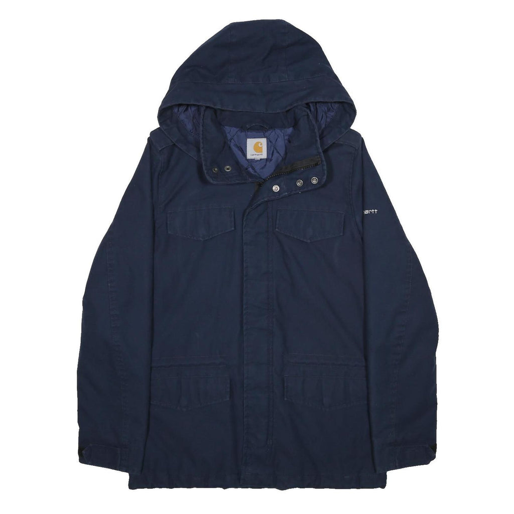 CARHARTT Womens Navy Zip Jacket S Cotton Blend Outdoor Hooded Casual