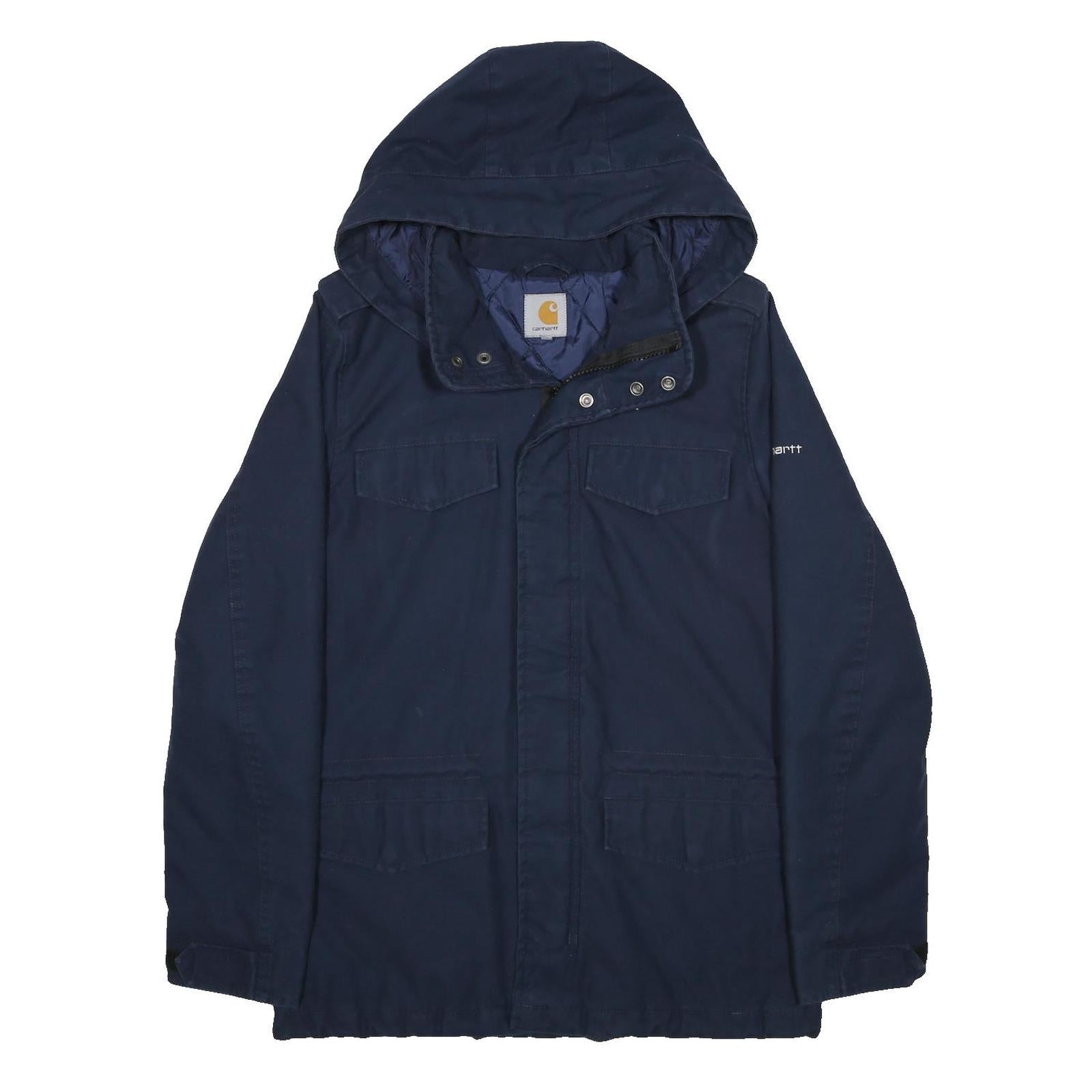 CARHARTT Womens Navy Zip Jacket S Cotton Blend Outdoor Hooded Casual