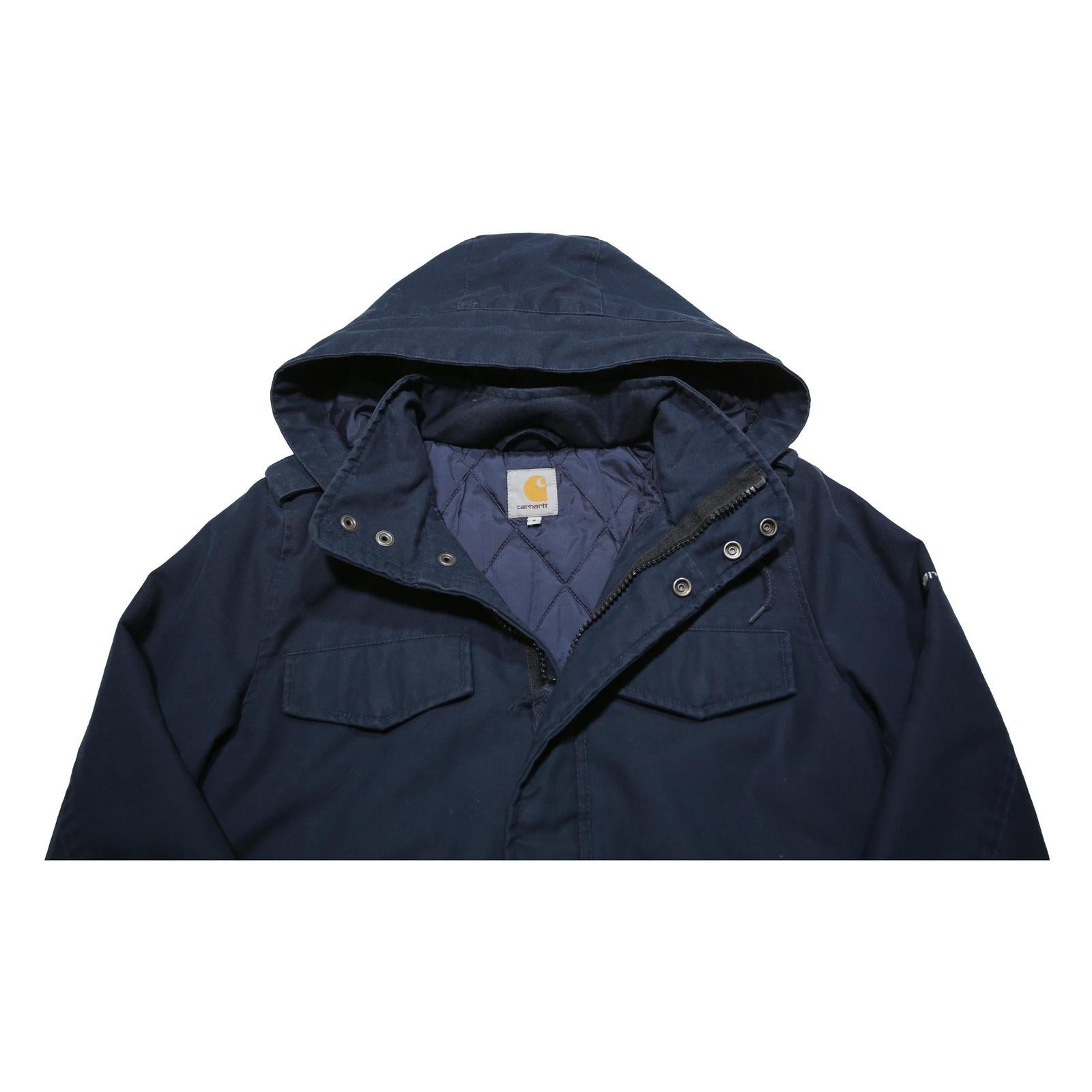 CARHARTT Womens Navy Zip Jacket S Cotton Blend Outdoor Hooded Casual