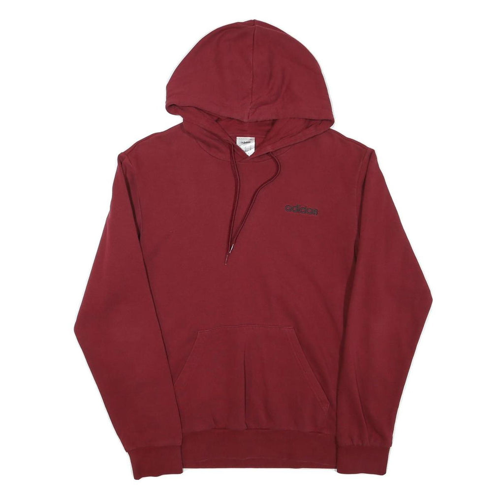 ADIDAS Mens Maroon Hoodie S Cotton Blend Pullover Sweatshirt Drawstring