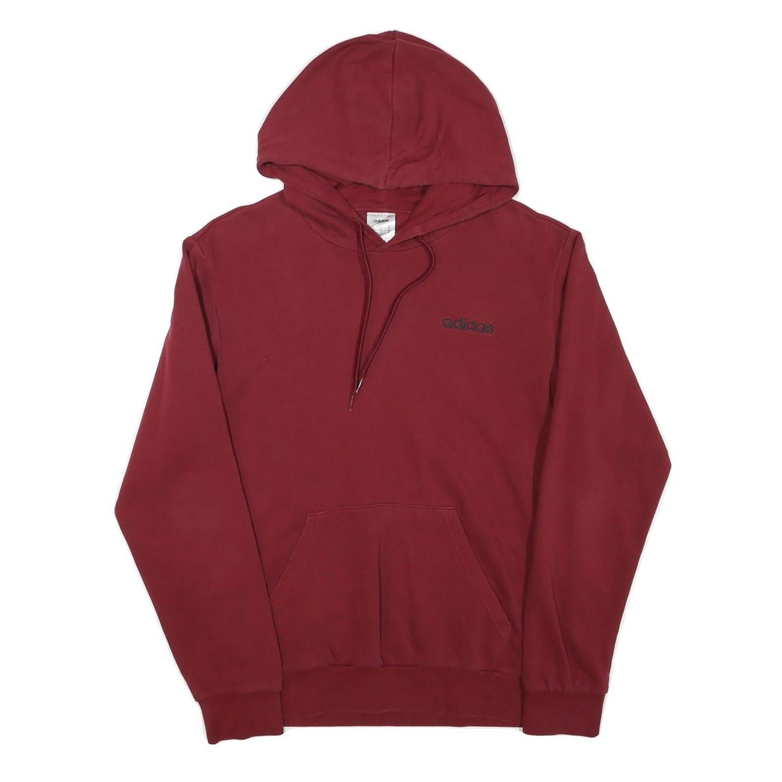ADIDAS Mens Maroon Hoodie S Cotton Blend Pullover Sweatshirt Drawstring