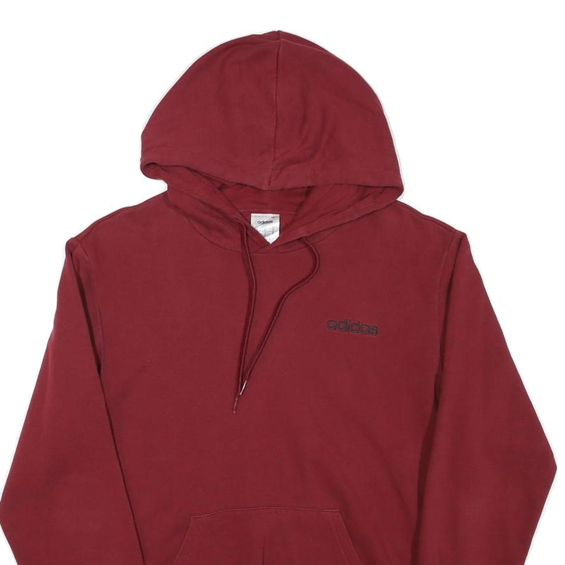 ADIDAS Mens Maroon Hoodie S Cotton Blend Pullover Sweatshirt Drawstring