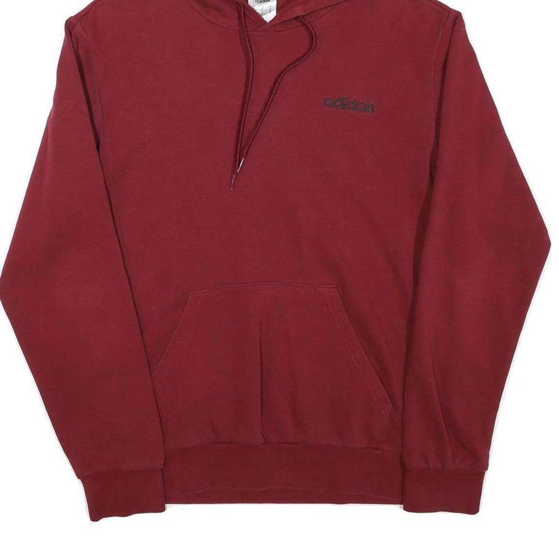 ADIDAS Mens Maroon Hoodie S Cotton Blend Pullover Sweatshirt Drawstring