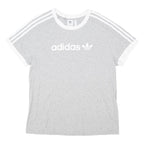 ADIDAS ORIGINALS Womens Grey & White Classic Graphic T-Shirt UK 12 Short Sleeve