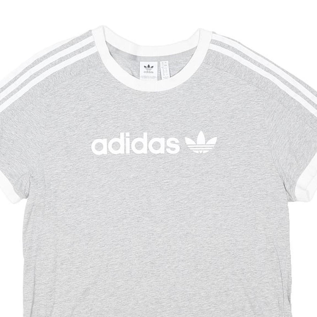 ADIDAS ORIGINALS Womens Grey & White Classic Graphic T-Shirt UK 12 Short Sleeve