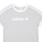 ADIDAS ORIGINALS Womens Grey & White Classic Graphic T-Shirt UK 12 Short Sleeve