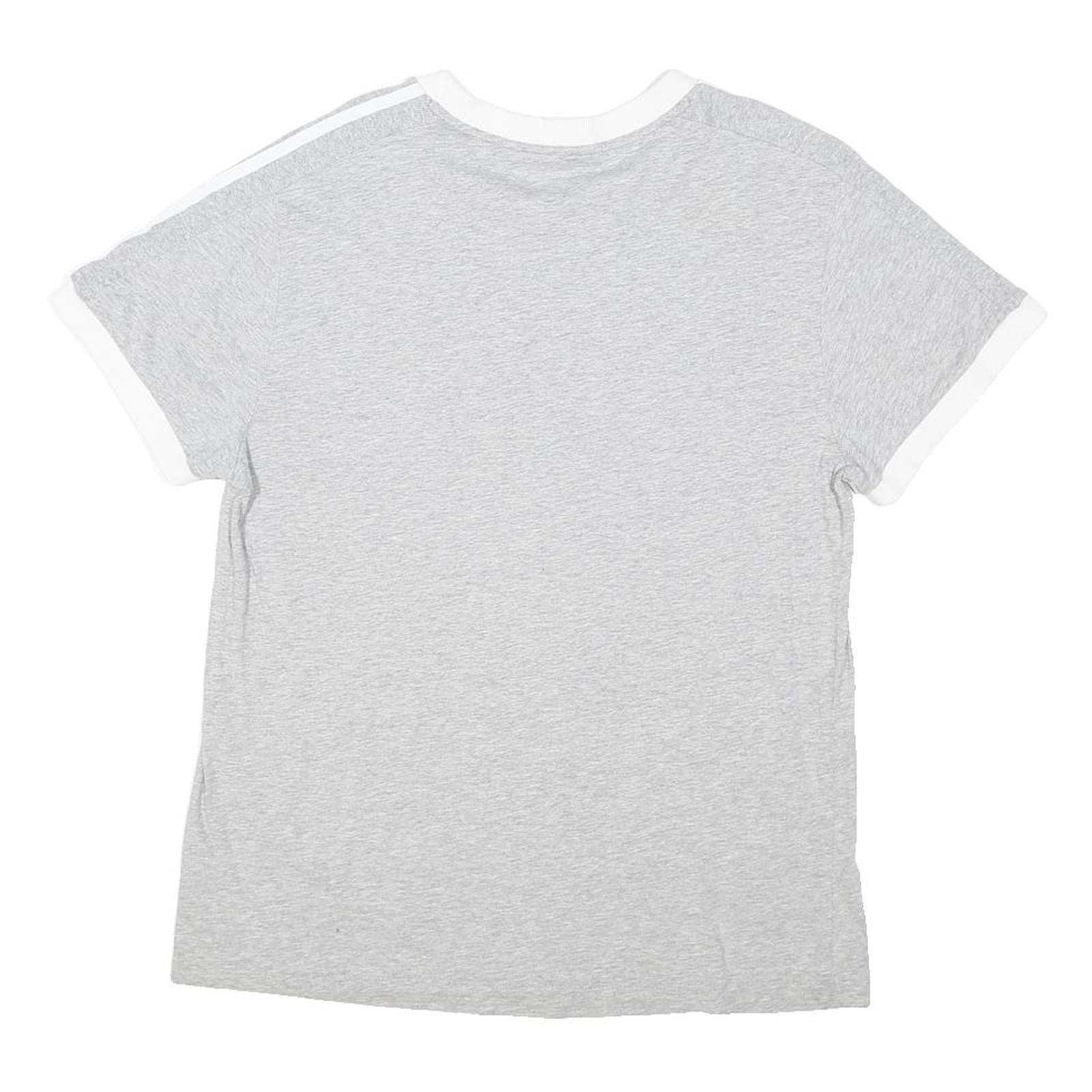 ADIDAS ORIGINALS Womens Grey & White Classic Graphic T-Shirt UK 12 Short Sleeve