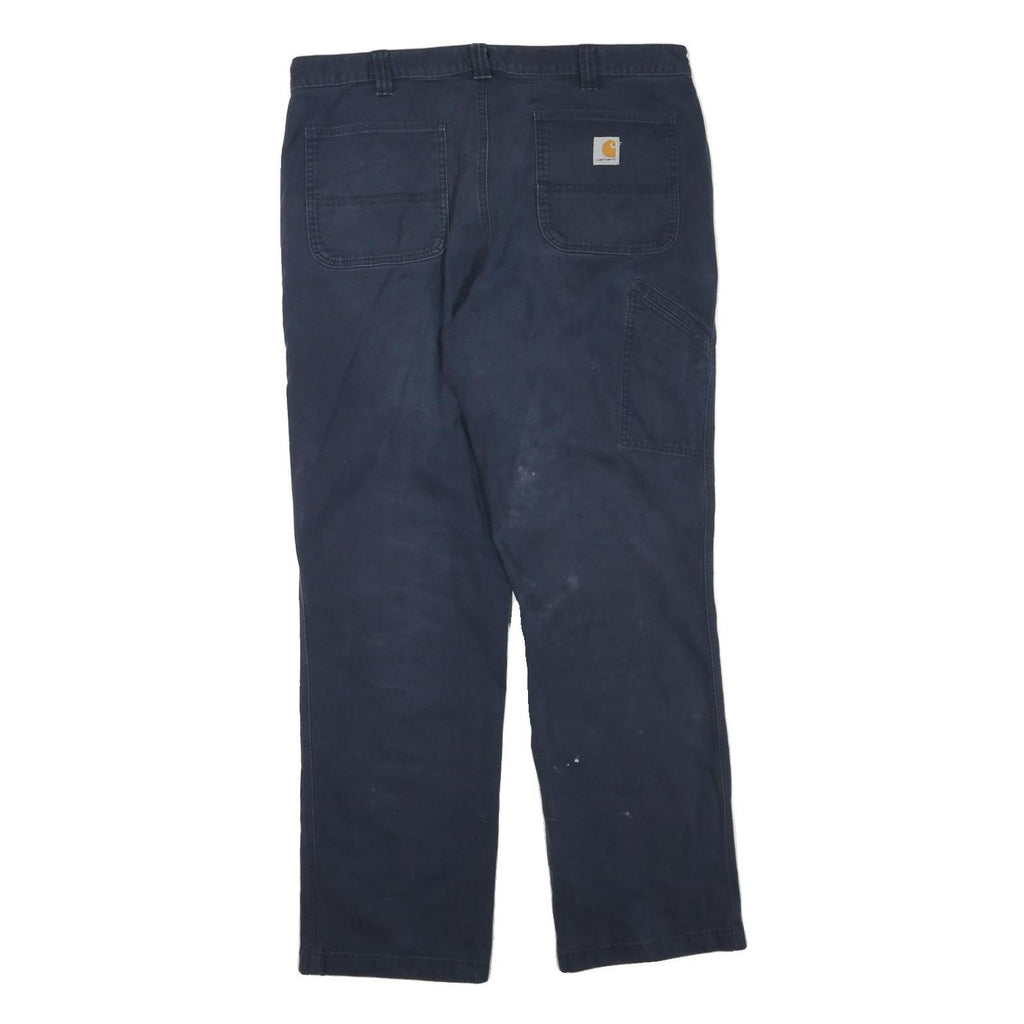 CARHARTT Mens Regular Fit Navy Blue Cotton Blend Trousers W38 L34 Workwear