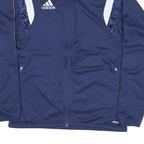 ADIDAS Mens Blue & White Zip Polyester Blend Jacket S Sports Track Top