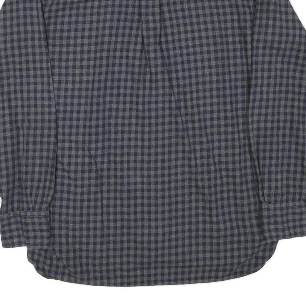 TOMMY HILFIGER Mens Blue & Grey Check Shirt L Casual Cotton Blend Long Sleeve