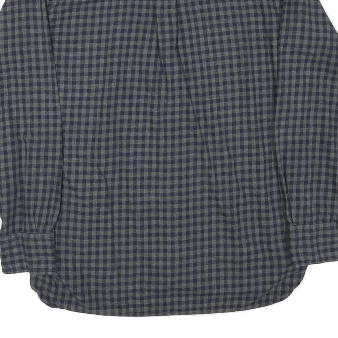 TOMMY HILFIGER Mens Blue & Grey Check Shirt L Casual Cotton Blend Long Sleeve