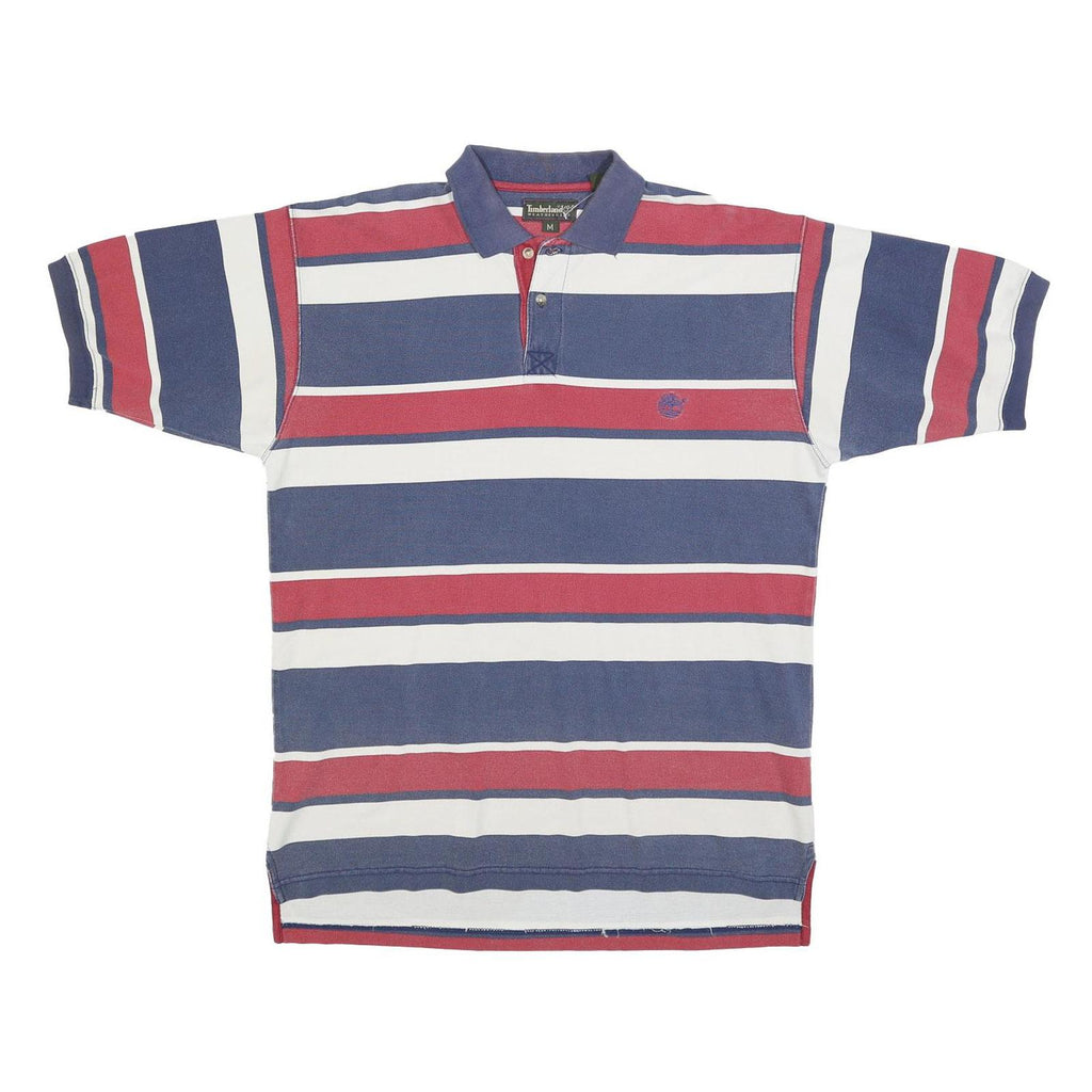 TIMBERLAND Mens Blue & Red Striped Polo Shirt M Cotton Blend Casual