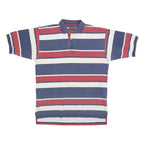 TIMBERLAND Mens Blue & Red Striped Polo Shirt M Cotton Blend Casual