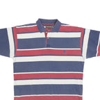 TIMBERLAND Mens Blue & Red Striped Polo Shirt M Cotton Blend Casual