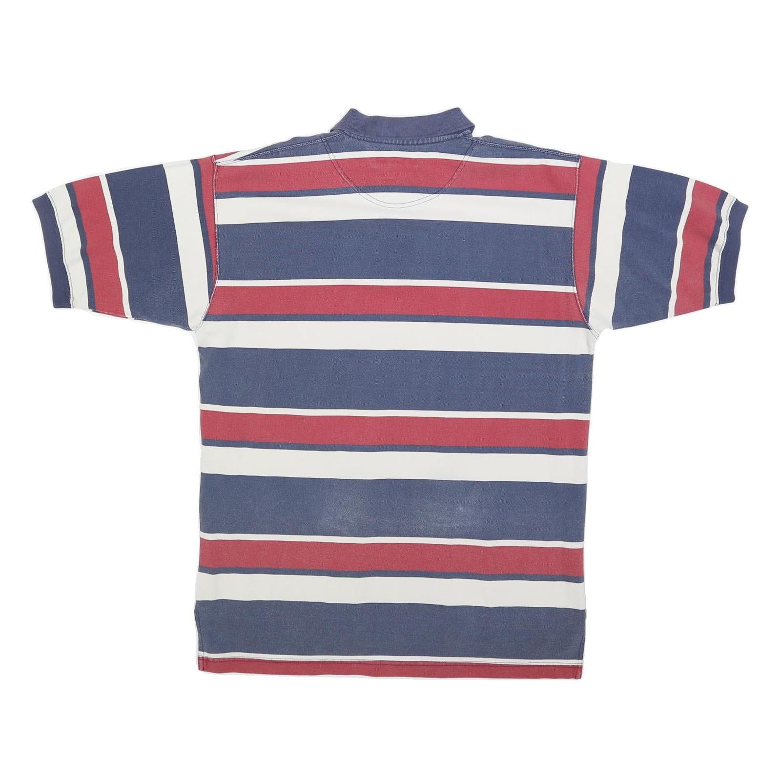 TIMBERLAND Mens Blue & Red Striped Polo Shirt M Cotton Blend Casual