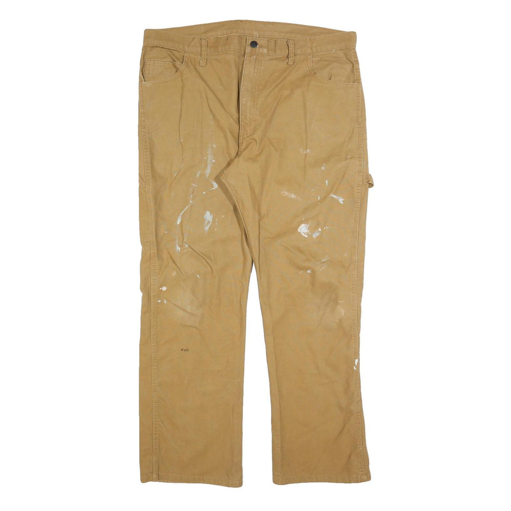 DICKIES Mens Relaxed Beige Denim Jeans W38 L30 Workwear Cotton Blend Zip