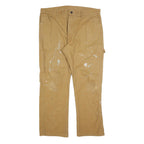 DICKIES Mens Relaxed Beige Denim Jeans W38 L30 Workwear Cotton Blend Zip