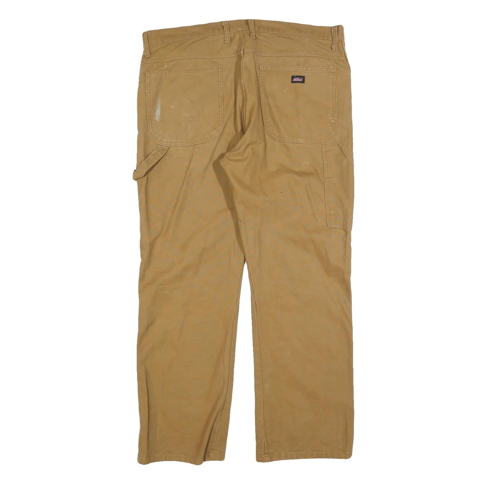 DICKIES Mens Relaxed Beige Denim Jeans W38 L30 Workwear Cotton Blend Zip