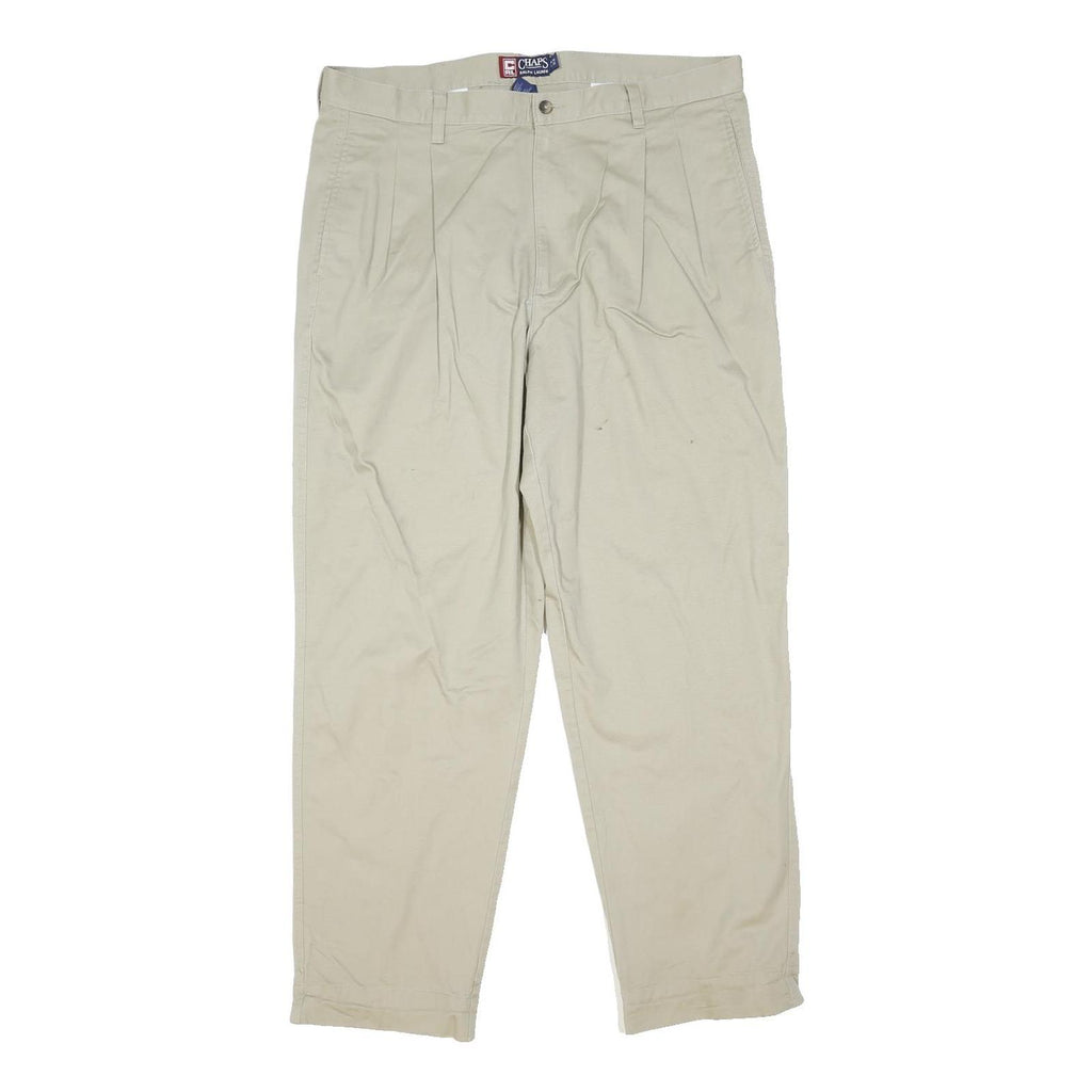 CHAPS Mens Cotton Blend Beige Regular Fit Trousers W38 L30 Classic Button