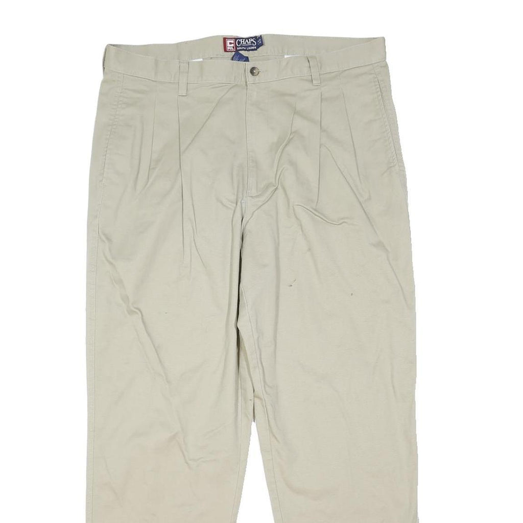 CHAPS Mens Cotton Blend Beige Regular Fit Trousers W38 L30 Classic Button